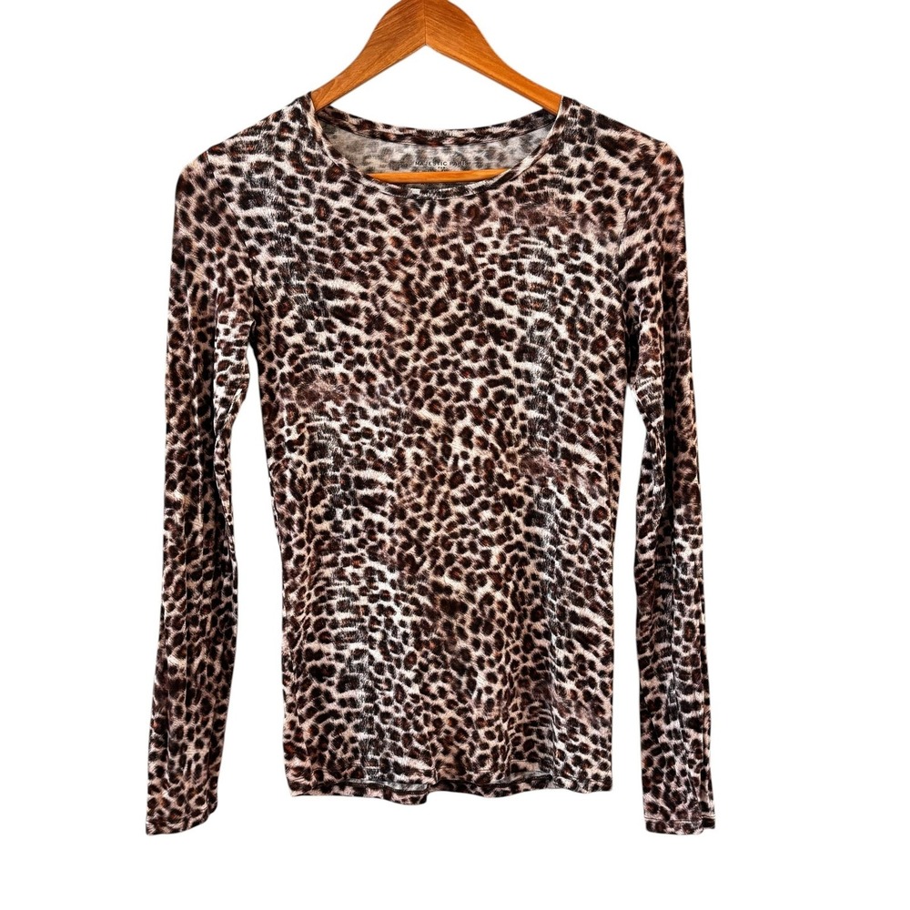 Majestic Paris Neiman Marcus Tee Shirt Top Womens 1/XS Brown Leopard Classic‎